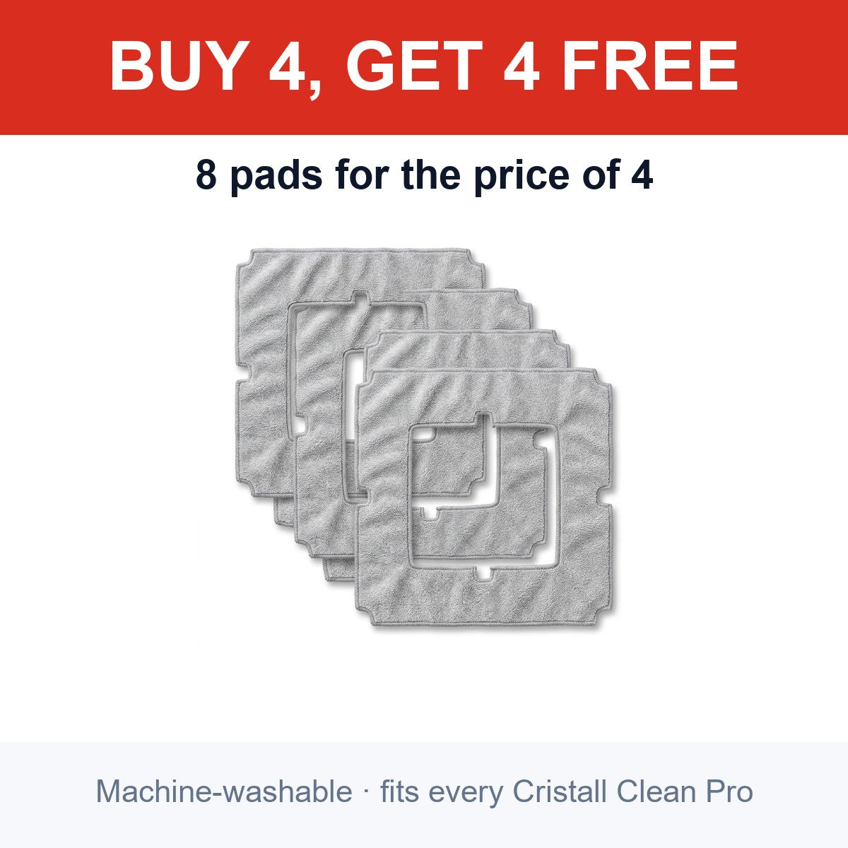 Buy 4 get 4 free — 8 microfibre pads
