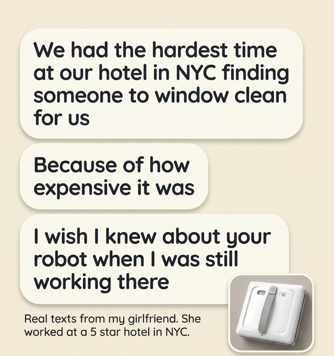 Illustration of real text messages about a 5 star hotel that could not find affordable window cleaning